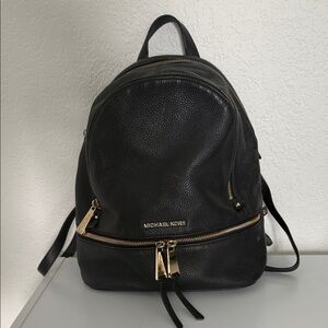 Michael Kors Black Backpack with Gold Accents